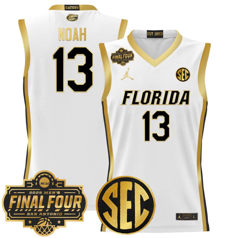 Men Florida Gators #13 Noah white 2025 Final Four Patch NCAA Jersey->ncaa teams->NCAA Jersey